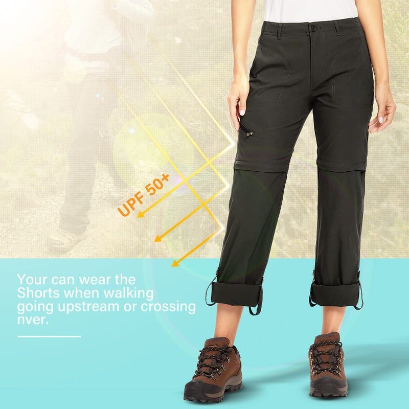 Toomett Women's Hiking Pants Convertible Lightweight Quick Dry Outdoor Travel Camping Safari Pants,2192,Black,4 - Image 2